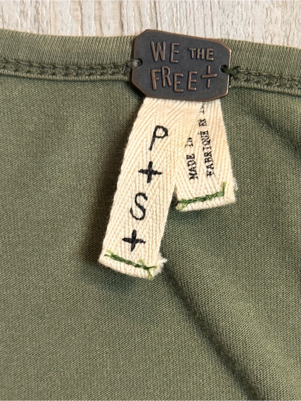 We The Free Free People Olive Beaded Slinky Rock Graphic Tank Top - Picture 6 of 7